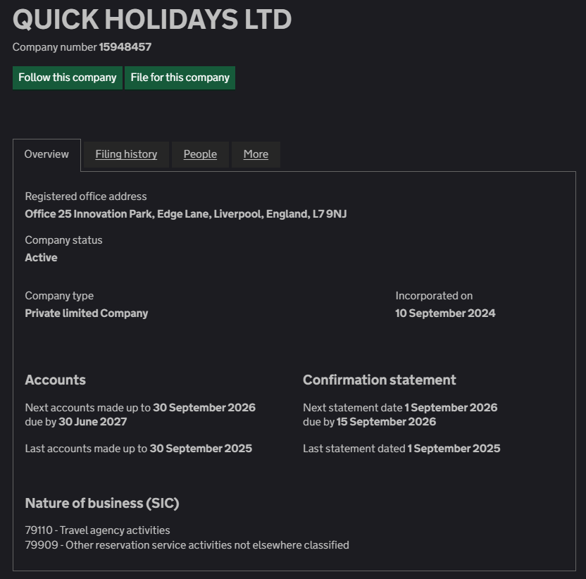 Companies House Verification Record